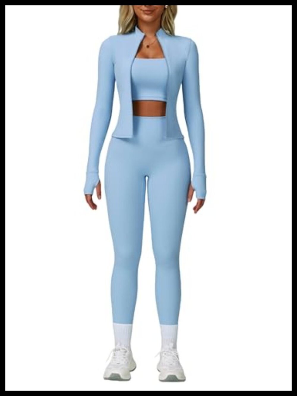 Women's 2 Piece Tracksuit Zip Jacket & High Waist Leggings Set